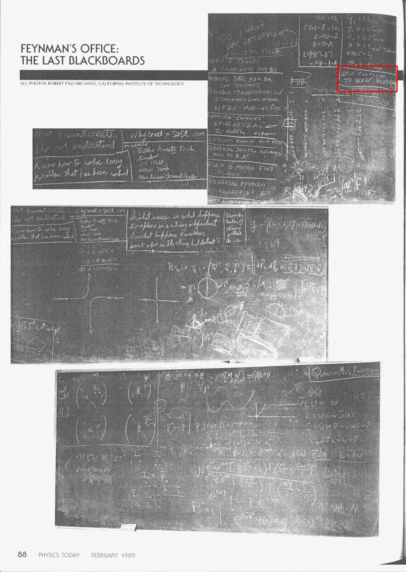 Feynman's last blackboard