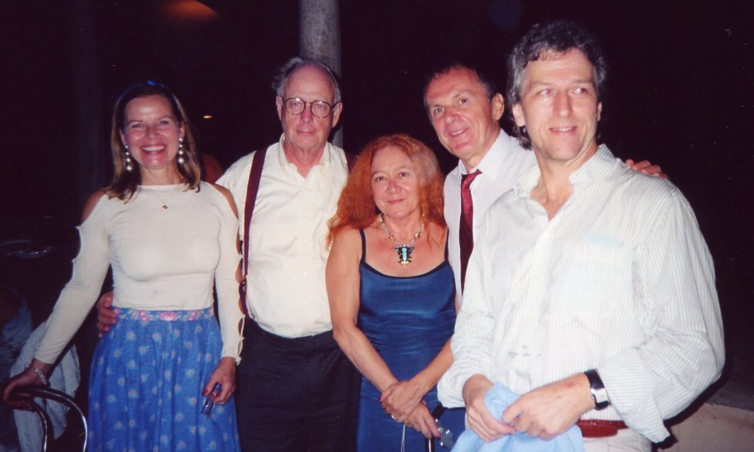 with Jim Hartle and Thomas Elze at Conference Party at Piombino, Italy, in Summer 2004