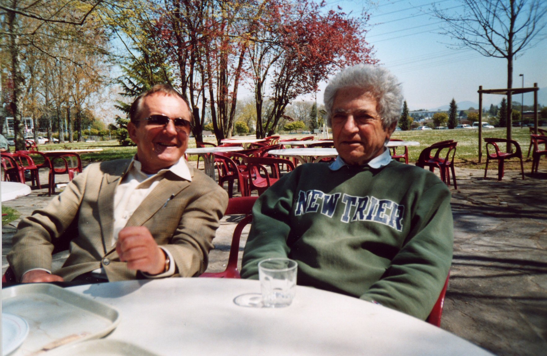 with Jack Steinberger at Cern Cafeteria in May 2005
